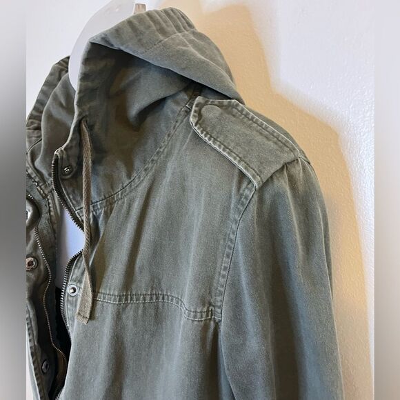 Forever 21 Green Hooded Zip Front Utility Jacket Size Small - Picture 6 of 9